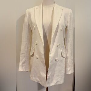 Zara Cream Linen Blend Blazer